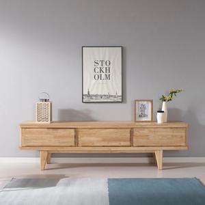 고무나무 원목 라운드 입체 티비다이 수납 TV거실장