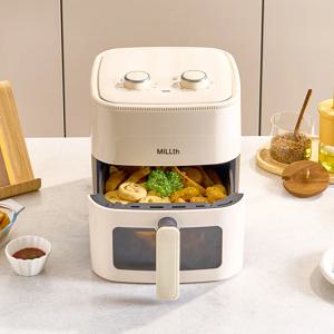 MILLTH 크리스탈쿡 에어프라이어 5.0L 오븐 홈베이킹