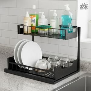 2단 미니 식기건조대 무타공 싱크대 설거지 컵 건조대 기둥식 주방 정리대 선반 슬림 컵선반