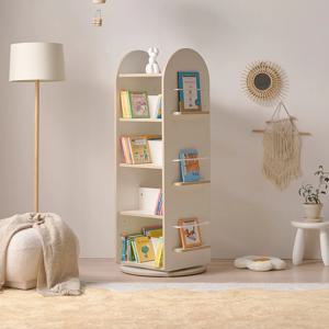 나다운 E0목재 LPM 18T 전면 책꽂이 회전 5단책장 회전책장