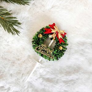 크리스마스 미니 리스 토퍼 케이크 성탄절 장식 데코픽 - 골드레터링