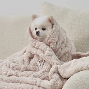 강아지 고양이 반려동물 펫 꽈배기 담요 겸 이불 아이보리 (DG422_IV)