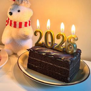 2026 골드 숫자초 양초 세트 해피뉴이어 픽 새해 케이크 파티초 캔들