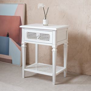 마리안 프렌치 엔틱 원목 침대 협탁 라탄 침실 테이블