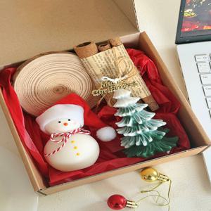 크리스마스 트리 + 눈사람 캔들세트 (우드트레이 + 시나몬스틱 +엽서)