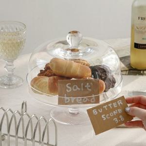 글라스 케이크 스탠드 트레이 커버 접시 케이크돔 디저트스탠드 받침 파티 카페