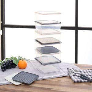 [리퍼] 모던 찜기 정사각 반찬통 밀폐용기 1700ml 6개 + 채반2개