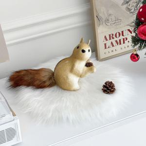 미니 장모 러그 트리러그 장식 받침대 겨울 의자 카펫 매트 방석 극세사 원형러그 2size