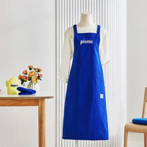 고밀도 워싱 순면 솔리드 앞치마 네이비