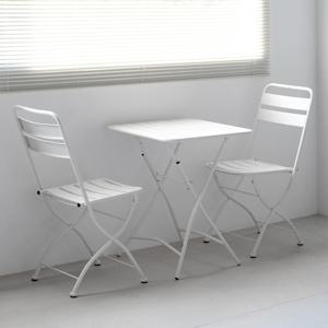 [리퍼] 밀크 폴딩 2인 세트 야외테이블 접이식 의자 캠핑 테라스 카페