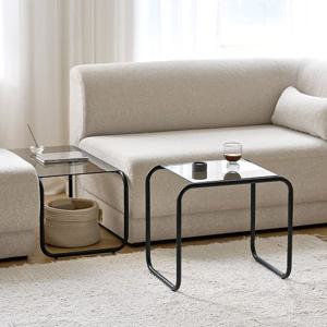 클라로 유리 테이블 소파 거실 침대 침실 협탁 철제 테이블 2size 3colors