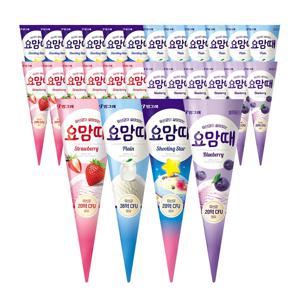 요맘때 콘 아이스크림 4종 혼합 24개 / 플레인 딸기 슈팅스타 블루베리