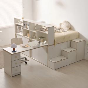 로암 슈퍼싱글 파티션 수납장 책상 침대 프레임 세트 A형 (1color)