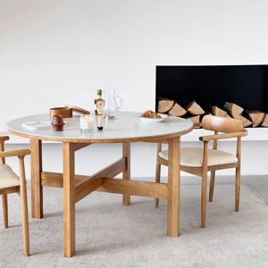 오엑스 원목 원형 포세린 세라믹 식탁 카페 테이블 1000