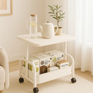 이동식 사이드테이블 조립식 바퀴 트롤리 소파 침대 원목 협탁 보조테이블 3color