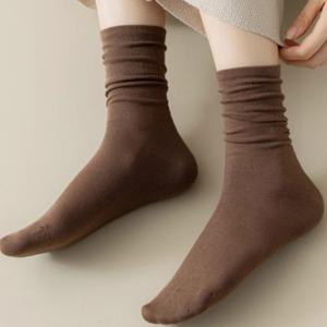 여성 가을 겨울 학생 양말 중목 장목 면 무지 6종 세트