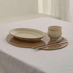 온지 L 테이블매트 식탁매트 세라믹 플레이트 타원