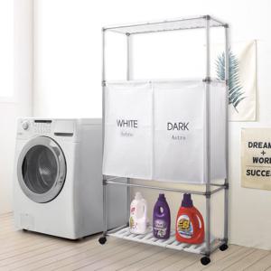 !재고할인! 보노 스텐 세탁물 분리보관함 2p 3단 (화이트/핑크블루) 빨래바구니