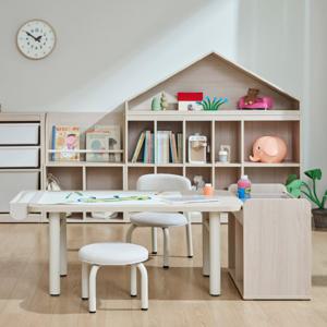 샘키즈 키즈테이블 스퀘어형+등받이 의자+놀이함 세트