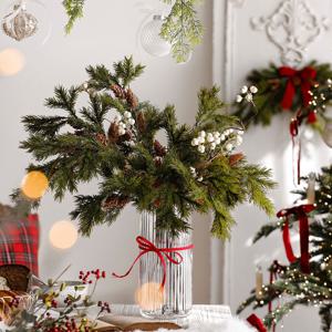 포레스트 파인 솔방울 조화 가지 인테리어 데코 트리 장식 식물 그린 스프레이