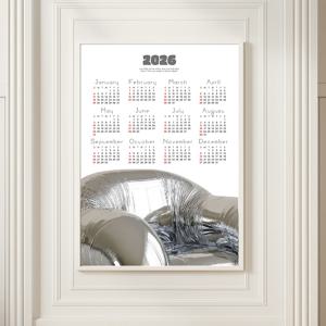2026 감성 원페이퍼 캘린더 포스터 한장 달력 벽꾸 캔버스액자 Silver 2026