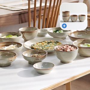 소주잔 증정 / 마루 분청 국산 도자기 4인 식기세트 A 24p (굽)