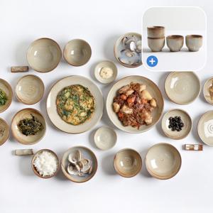 소주잔 증정 / 마루 분청 국산 도자기 4인 식기세트 B 25p (민)