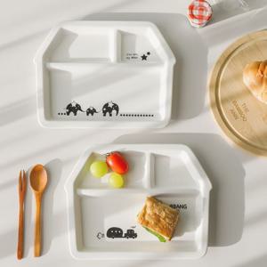 도자기 나눔접시 어린이 자취생 다이어트 분할 식판 3칸