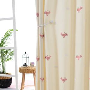 고래 반창 작은방 안방 맞춤제작 향균 키즈자수 커튼 형상기억 아이방 나비주름 암막커튼