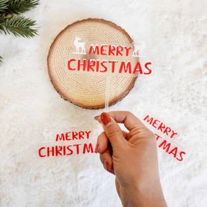 크리스마스 투명 레터링 토퍼 3종 케이크 성탄절 장식 메시지픽 데코픽 - 루돌프