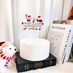 크리스마스 투명 레터링 토퍼 3종 케이크 성탄절 장식 메시지픽 데코픽 - 산타