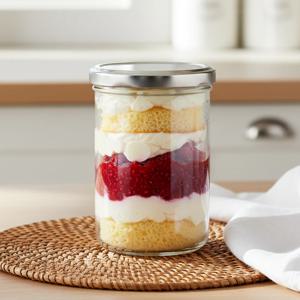 미르 미니 하프 입구넓은 유리병 400ml 소분 저장 투명 디저트 병