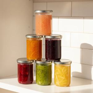 미르 미니 하프 입구넓은 유리병 400ml 6개 소분 저장 투명 디저트 병