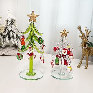 고급 유리 미니 트리 장식품 글라스장식 크리스마스 미니어처 산타 눈사람 오너먼트 트리장식