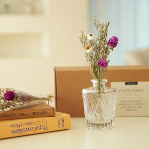 [리퍼]집들이선물,축하선물 인테리어 천일홍 드라이플라워 꽃다발 프로방스 화병세트 디퓨저병