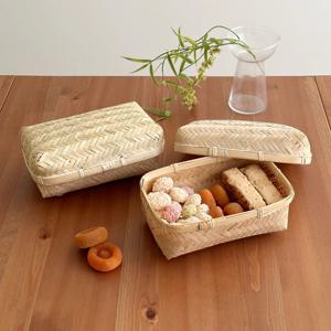 베이직 대나무 도시락 석작 직사각 통통M