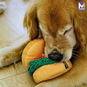 햄버거 노즈워크 토이 바스락 삑빅이 강아지 장난감 훈련 봉제인형 분리불안 해소 터그 놀이