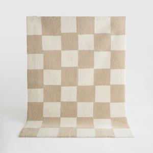 BWTZ 푹신한 롱파일 자카드 러그 거실러그 카페트 체커보드(베이지) 2size