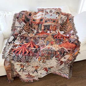 윈터 빌리지 씬 태피스트리 코튼 블랭킷 감성 캠핑 담요/소파커버