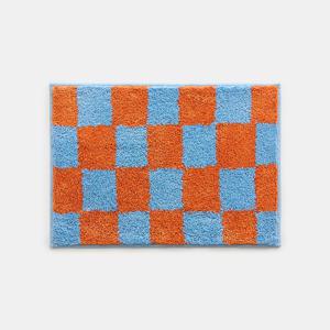 BWTZ 푹신한 롱파일 자카드 발매트 코코블루 체커보드(오렌지)
