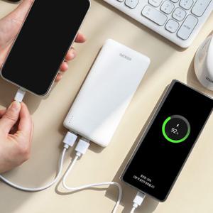 코끼리 듀얼 슬림팩 USB 2포트 보조배터리 10000mAh C타입 숏 케이블 포함