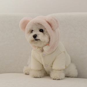 강아지 겨울 하네스옷 후드 테디 포근 패딩 핑크 (B087_PK)