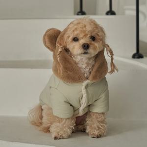 강아지 겨울 하네스옷 후드 테디 포근 패딩 브라운 (B087_BR)