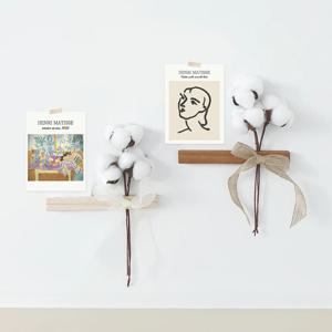 벽인테리어 소품샵 드라이플라워  목화3P 냉장고 자석 현관꾸미기  핸드메이드 엽서증정