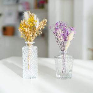 라그라스 안개꽃 드라이플라워 미니꽃다발 노란안개꽃 보라안개꽃 크리스탈 화병세트 선물세트