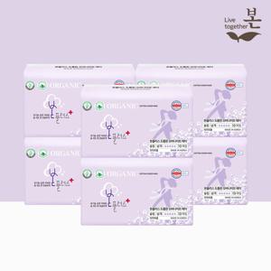 본플러스 국내제조 유기농 순면 생리대 오버나이트 10P, 6팩