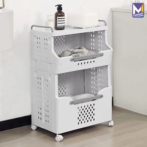 앤디 욕실 선반 다용도 코너 수납장 햄퍼 빨래 세탁 바구니 선반장 화장실 욕실 트롤리