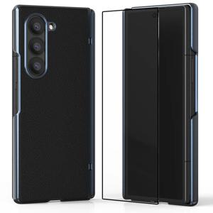 갤럭시 Z폴드6 럭스가드 맥세이프 자동 폴딩 힌지보호 PU 가죽 메탈 후면 휴대폰 케이스