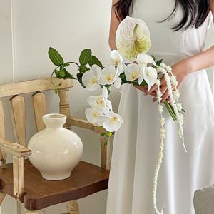 화이트 호접란 카라 안시리움 꽃다발 조화세트 셀프웨딩 부케