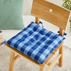 에코블렌드 코튼 체크 사각 방석 40x40 투톤 네이비